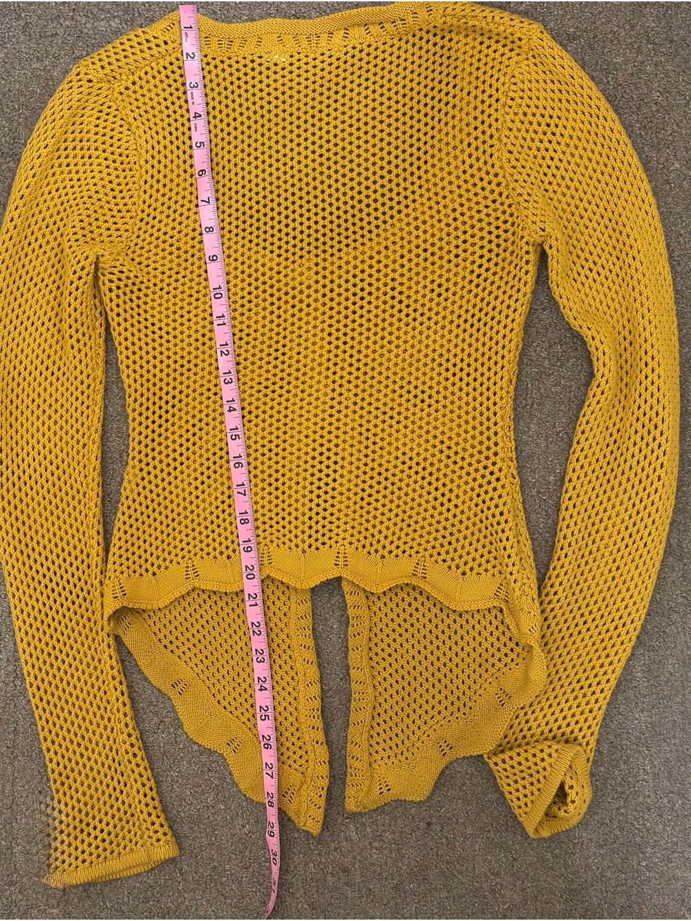 naked wardrobe Mustard Yellow Open-Weave Button Front Cardigan size medium - Picture 5 of 6